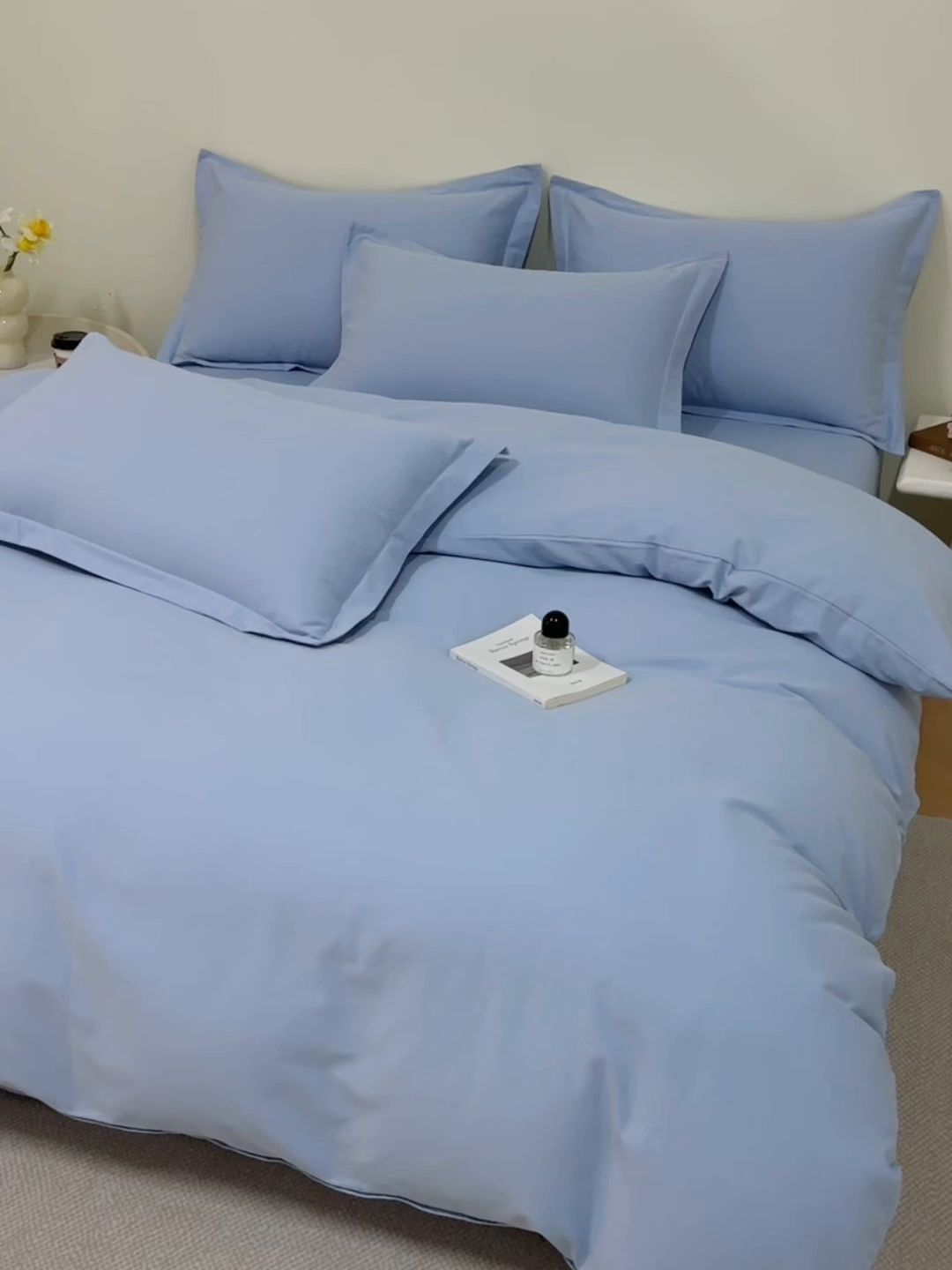 91家纺网 家纺一手货源 找家纺 元元家居（元元被业） 2025新款全棉纯棉磨毛纯色单被套 景泰蓝
