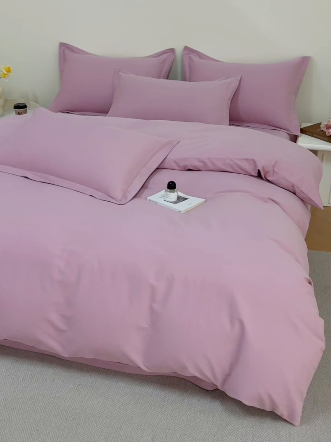 91家纺网 家纺一手货源 找家纺 元元家居（元元被业） 2025新款全棉纯棉磨毛纯色单被套 芝士粉