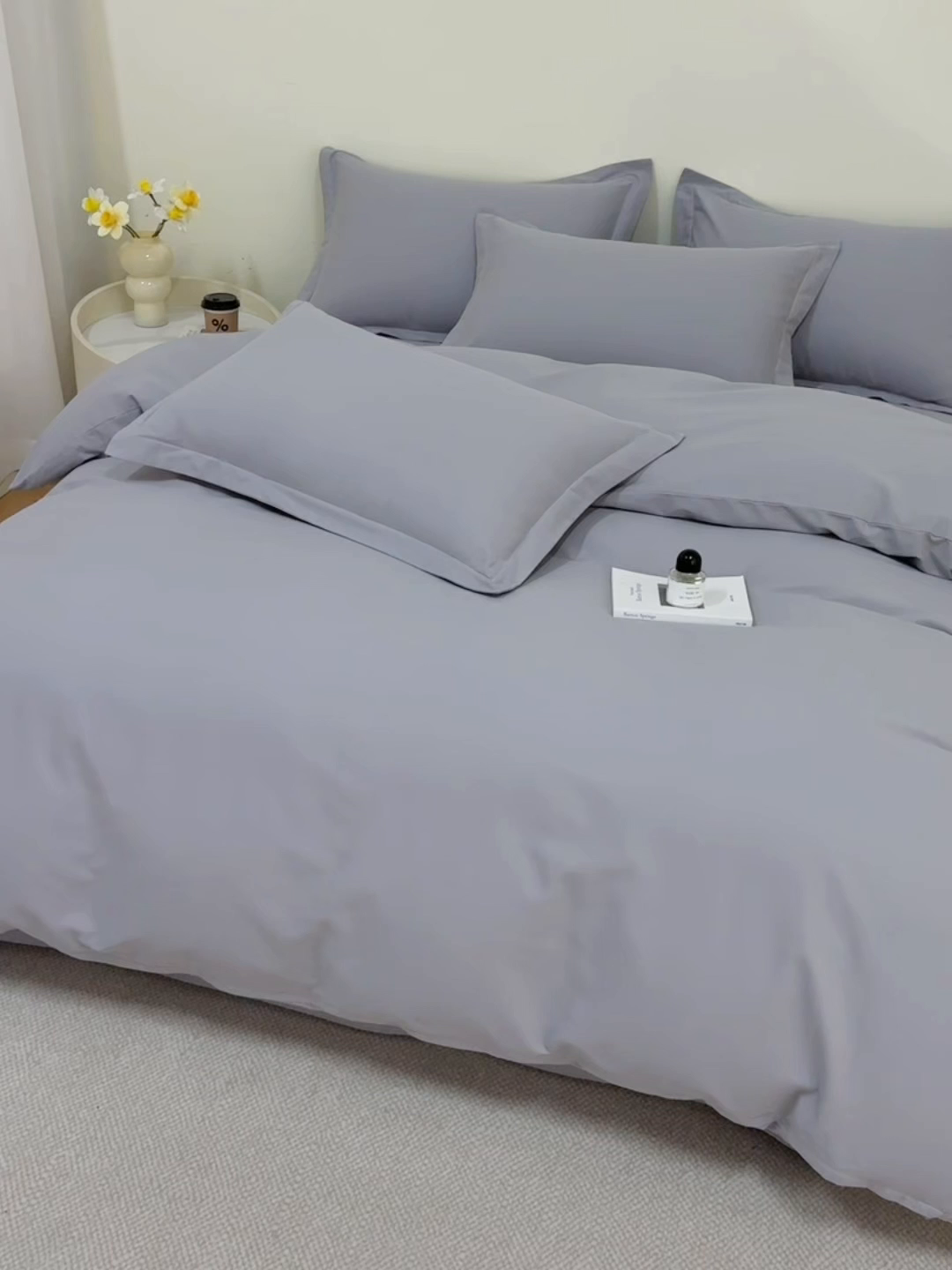 91家纺网 家纺一手货源 找家纺 元元家居（元元被业） 2025新款全棉纯棉磨毛纯色单被套 烟灰