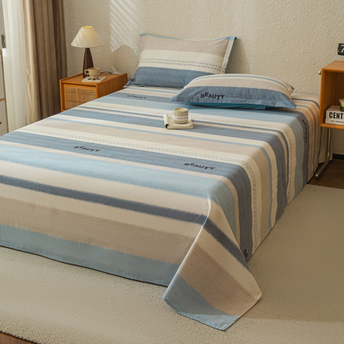 91家纺网 家纺一手货源 找家纺 小叮当家纺仓储工厂店 2025新款（买家秀 不断货）简约时尚全棉纯棉磨毛四件套 彩虹条-蓝