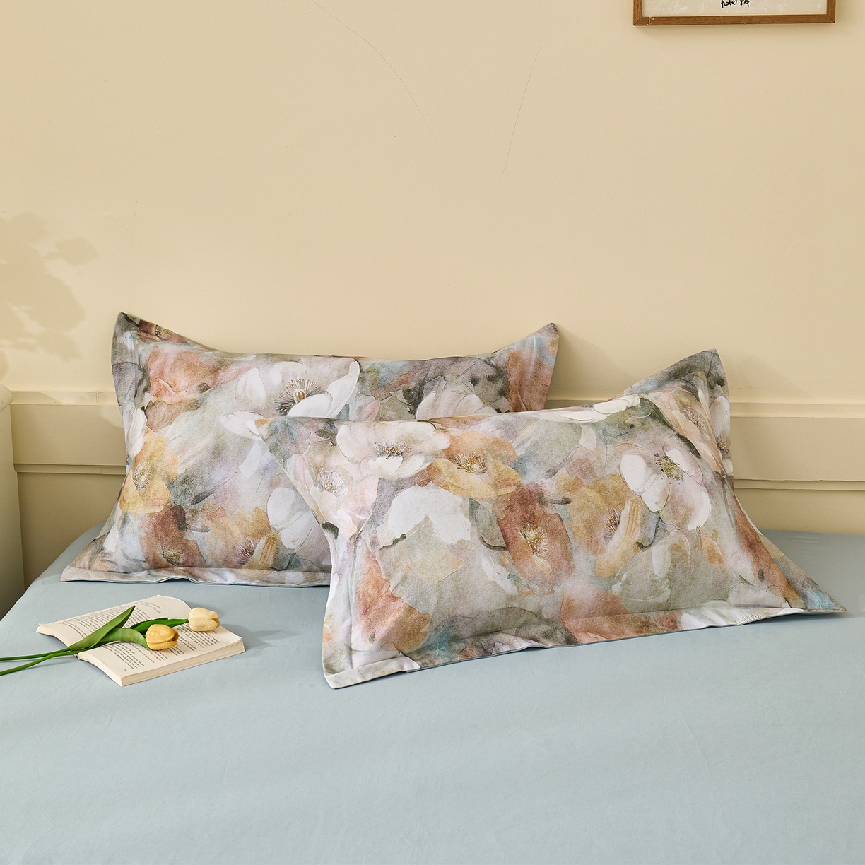 91家纺网 家纺一手货源 找家纺 元元家居（元元被业） 2025秋冬新款全棉纯棉磨毛印花单枕套 香雾蒙月