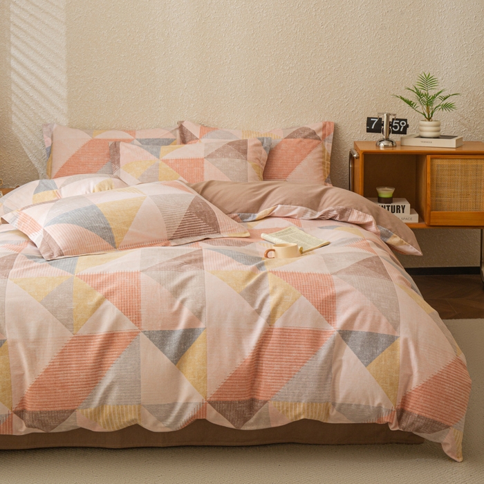 91家纺网 家纺一手货源 找家纺 小叮当家纺仓储工厂店 2025新款（买家秀 不断货）简约时尚全棉纯棉磨毛四件套 彩色方块