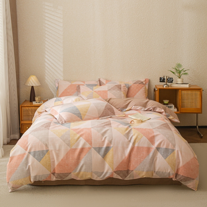 91家纺网 家纺一手货源 找家纺 小叮当家纺仓储工厂店 2025新款（买家秀 不断货）简约时尚全棉纯棉磨毛四件套 彩色方块