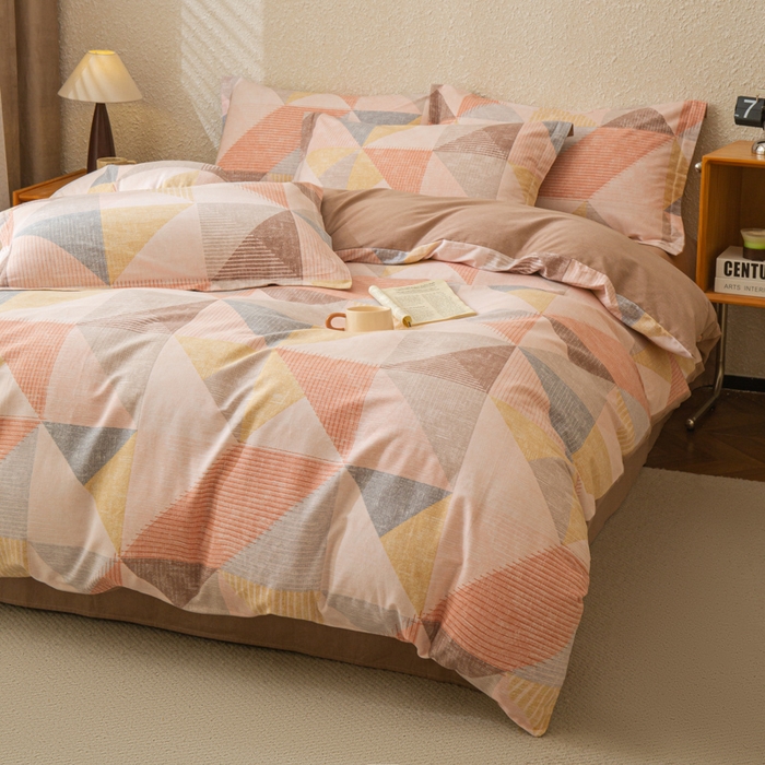 91家纺网 家纺一手货源 找家纺 小叮当家纺仓储工厂店 2025新款（买家秀 不断货）简约时尚全棉纯棉磨毛四件套 彩色方块