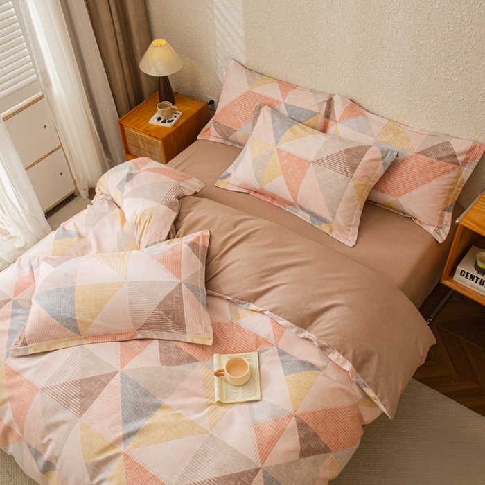 91家纺网 家纺一手货源 找家纺 小叮当家纺仓储工厂店 2025新款（买家秀 不断货）简约时尚全棉纯棉磨毛四件套 彩色方块