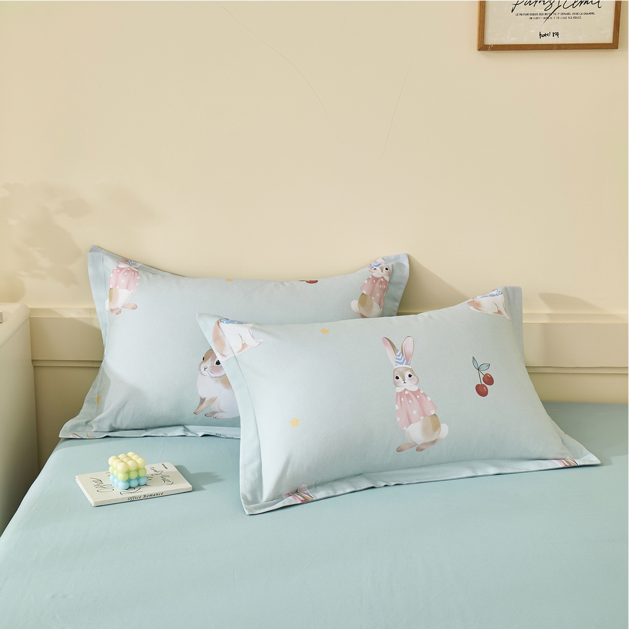 91家纺网 家纺一手货源 找家纺 元元家居（元元被业） 2025秋冬新款全棉纯棉磨毛印花单枕套 小萌免