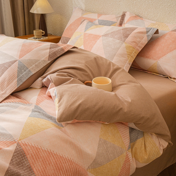 91家纺网 家纺一手货源 找家纺 小叮当家纺仓储工厂店 2025新款（买家秀 不断货）简约时尚全棉纯棉磨毛四件套 彩色方块