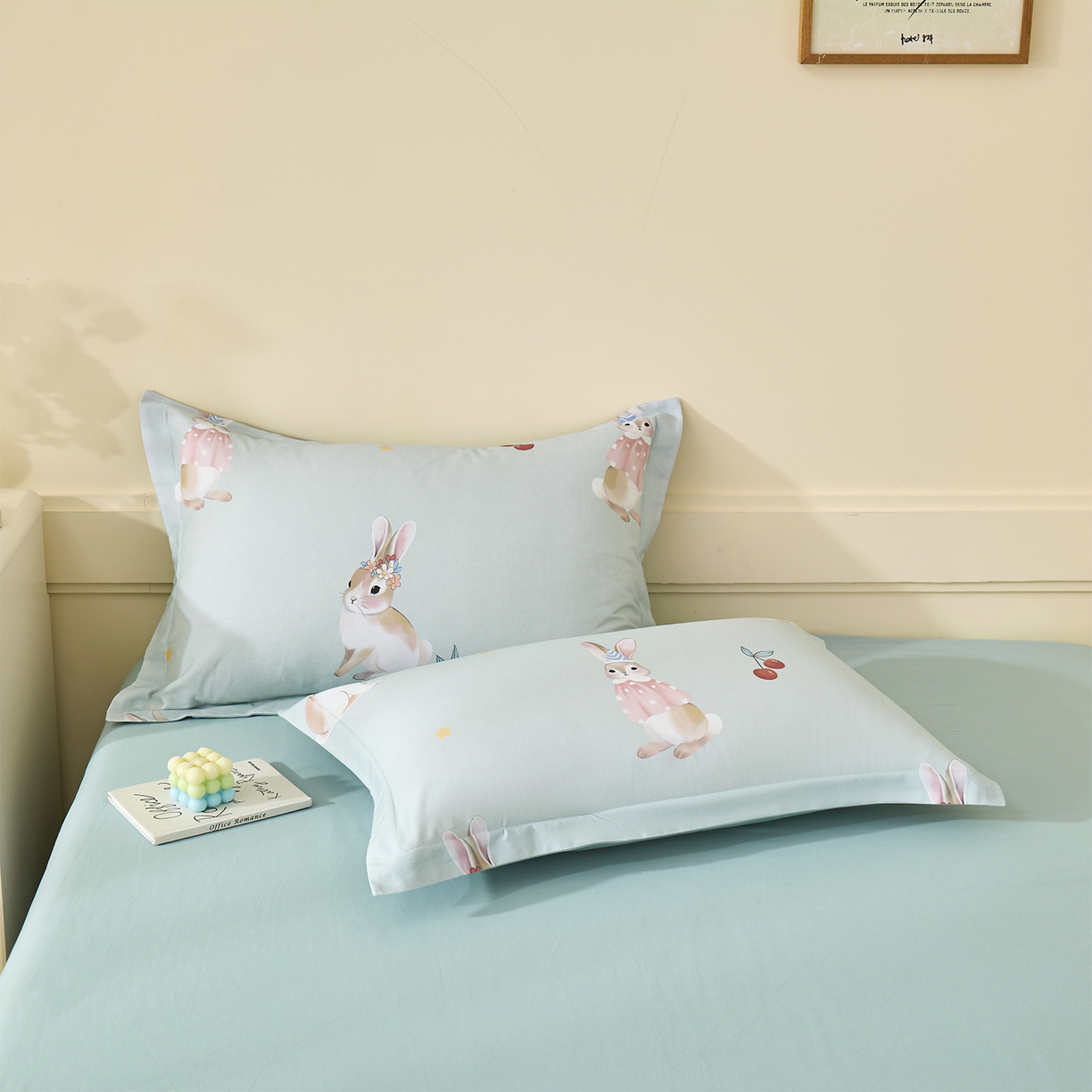 91家纺网 家纺一手货源 找家纺 元元家居（元元被业） 2025秋冬新款全棉纯棉磨毛印花单枕套 小萌免