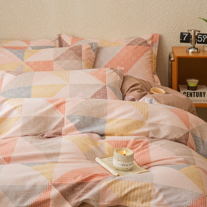 91家纺网 家纺一手货源 找家纺 小叮当家纺仓储工厂店 2025新款（买家秀 不断货）简约时尚全棉纯棉磨毛四件套 彩色方块