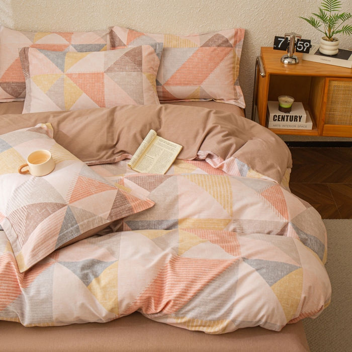 91家纺网 家纺一手货源 找家纺 小叮当家纺仓储工厂店 2025新款（买家秀 不断货）简约时尚全棉纯棉磨毛四件套 彩色方块