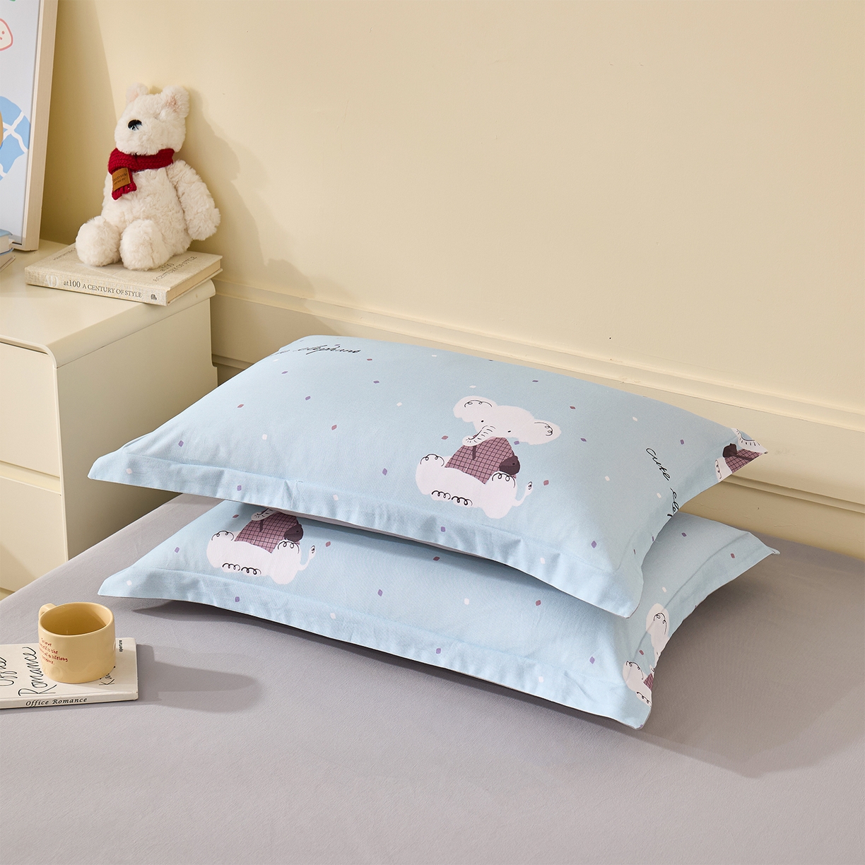 元元家居（元元被业） 2025秋冬新款全棉纯棉磨毛印花单枕套 小奶象