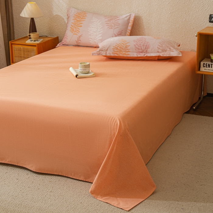 91家纺网 家纺一手货源 找家纺 小叮当家纺仓储工厂店 2025新款（买家秀 不断货）简约时尚全棉纯棉磨毛四件套 橙色记忆