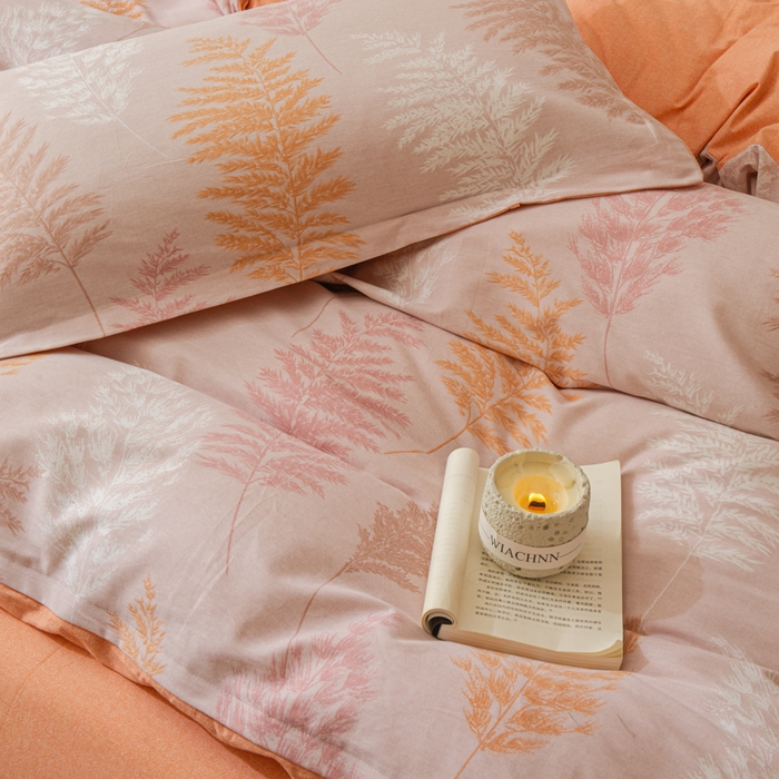 91家纺网 家纺一手货源 找家纺 小叮当家纺仓储工厂店 2025新款（买家秀 不断货）简约时尚全棉纯棉磨毛四件套 橙色记忆