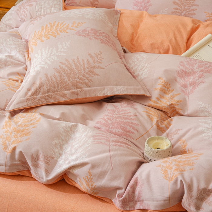 91家纺网 家纺一手货源 找家纺 小叮当家纺仓储工厂店 2025新款（买家秀 不断货）简约时尚全棉纯棉磨毛四件套 橙色记忆