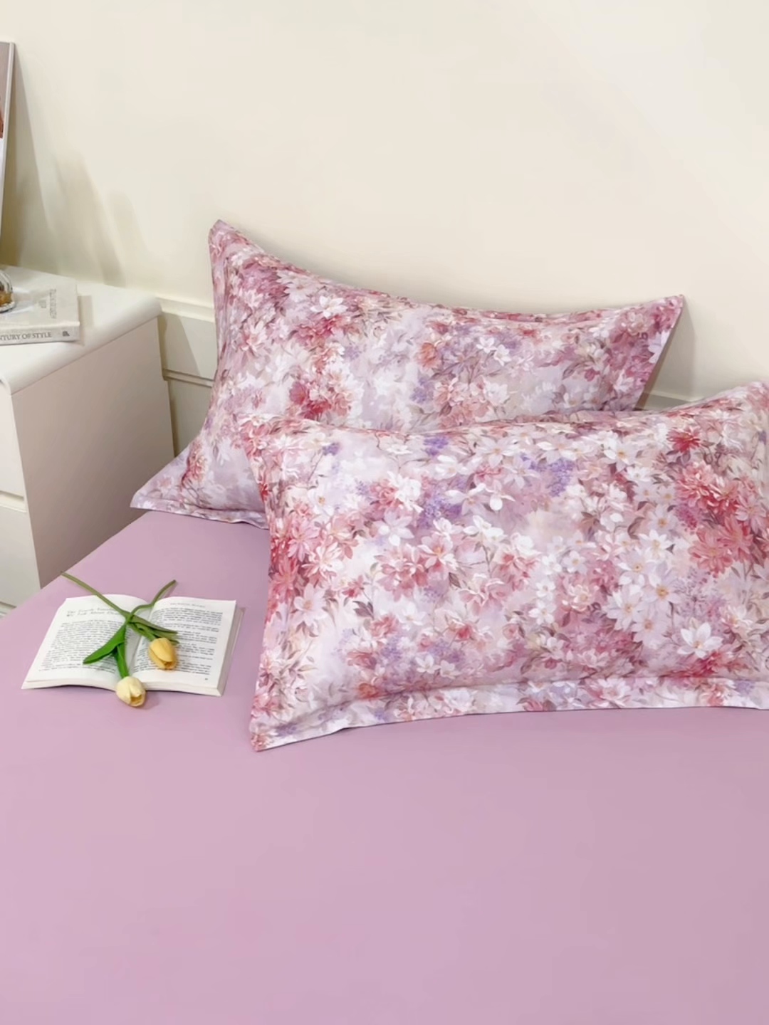 91家纺网 家纺一手货源 找家纺 元元家居（元元被业） 2025秋冬新款全棉纯棉磨毛印花单枕套 邂逅粉