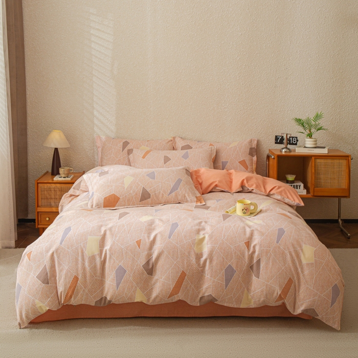 91家纺网 家纺一手货源 找家纺 小叮当家纺仓储工厂店 2025新款（买家秀 不断货）简约时尚全棉纯棉磨毛四件套 格韵