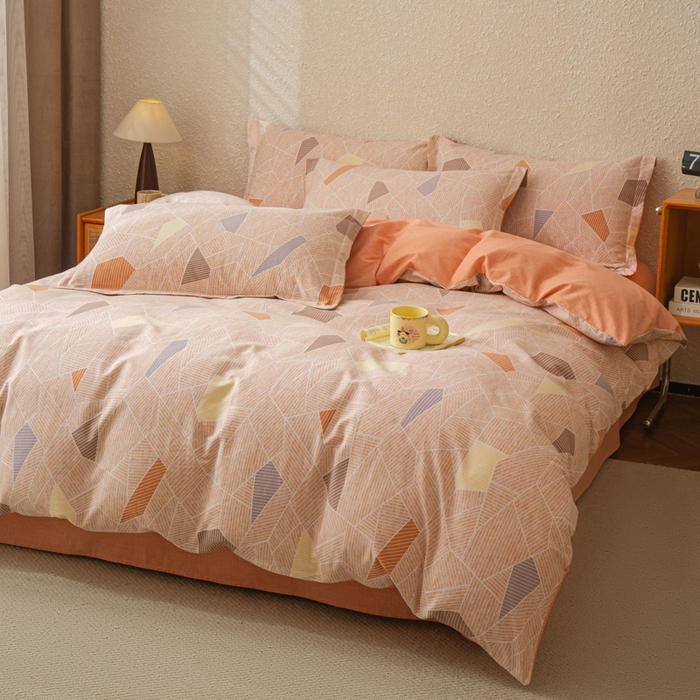 91家纺网 家纺一手货源 找家纺 小叮当家纺仓储工厂店 2025新款（买家秀 不断货）简约时尚全棉纯棉磨毛四件套 格韵