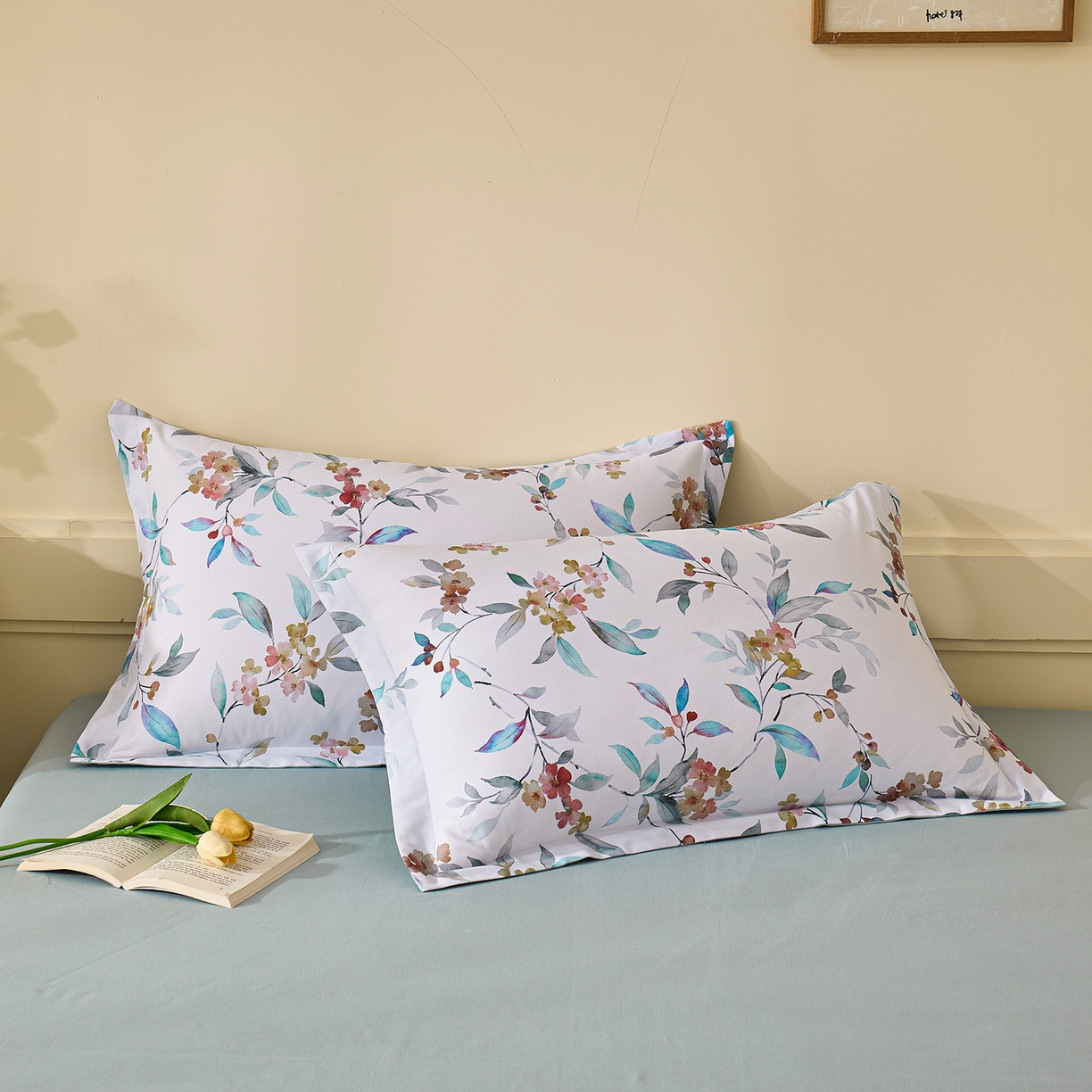 91家纺网 家纺一手货源 找家纺 元元家居（元元被业） 2025秋冬新款全棉纯棉磨毛印花单枕套 云季花盟