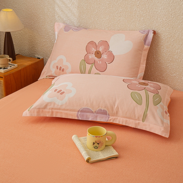 91家纺网 家纺一手货源 找家纺 小叮当家纺仓储工厂店 2025新款（买家秀 不断货）简约时尚全棉纯棉磨毛四件套 花语