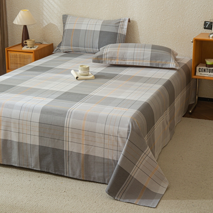 91家纺网 家纺一手货源 找家纺 小叮当家纺仓储工厂店 2025新款（买家秀 不断货）简约时尚全棉纯棉磨毛四件套 灰方格