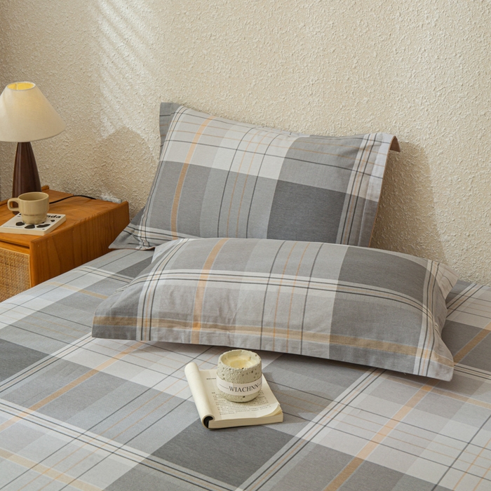 91家纺网 家纺一手货源 找家纺 小叮当家纺仓储工厂店 2025新款（买家秀 不断货）简约时尚全棉纯棉磨毛四件套 灰方格