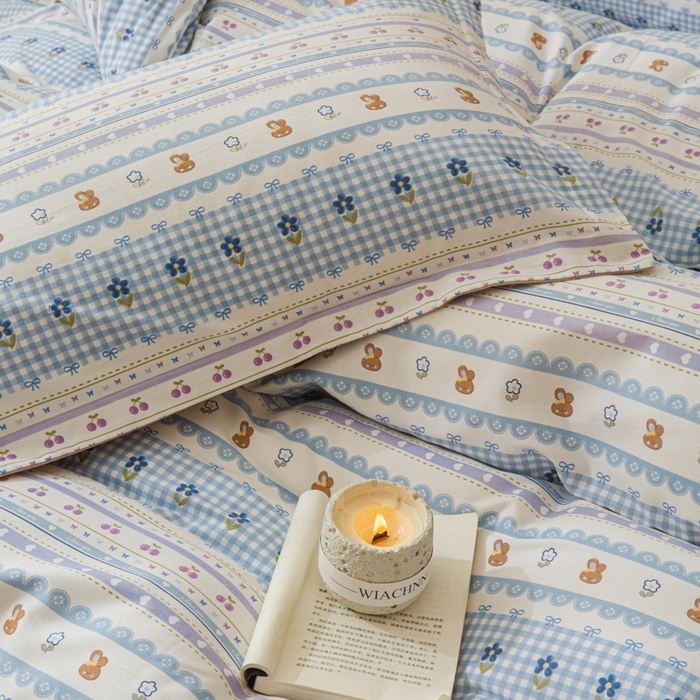 91家纺网 家纺一手货源 找家纺 小叮当家纺仓储工厂店 2025新款（买家秀 不断货）简约时尚全棉纯棉磨毛四件套 萌趣