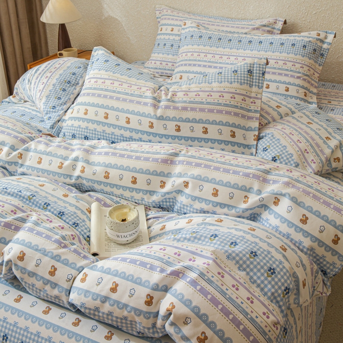 91家纺网 家纺一手货源 找家纺 小叮当家纺仓储工厂店 2025新款（买家秀 不断货）简约时尚全棉纯棉磨毛四件套 萌趣