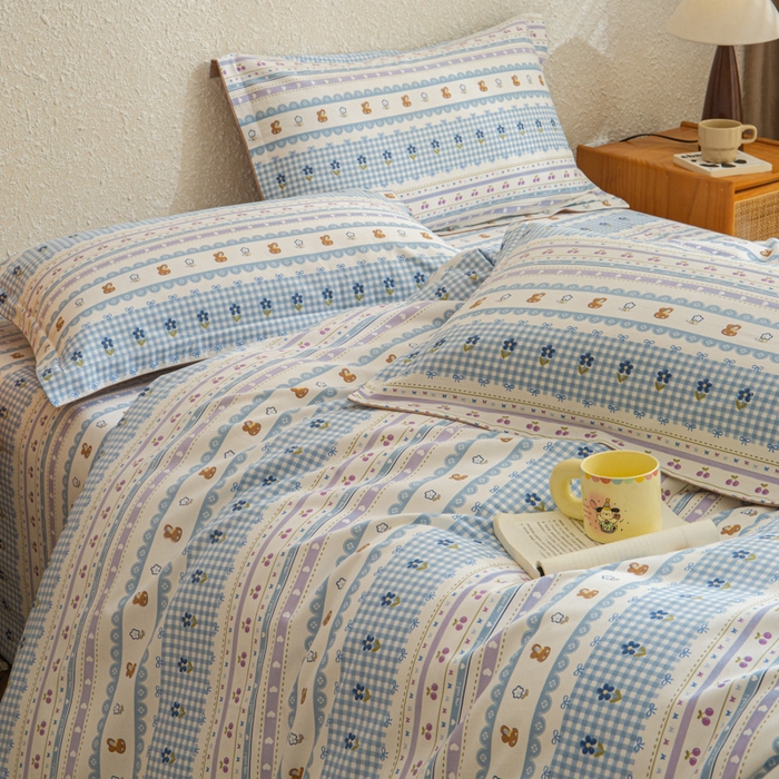 91家纺网 家纺一手货源 找家纺 小叮当家纺仓储工厂店 2025新款（买家秀 不断货）简约时尚全棉纯棉磨毛四件套 萌趣