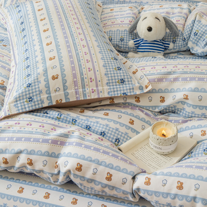 91家纺网 家纺一手货源 找家纺 小叮当家纺仓储工厂店 2025新款（买家秀 不断货）简约时尚全棉纯棉磨毛四件套 萌趣