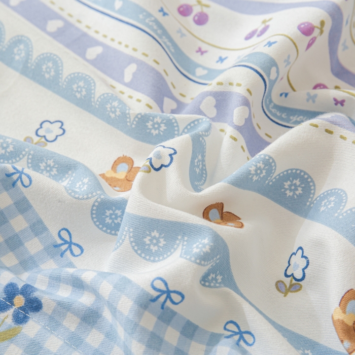 91家纺网 家纺一手货源 找家纺 小叮当家纺仓储工厂店 2025新款（买家秀 不断货）简约时尚全棉纯棉磨毛四件套 萌趣