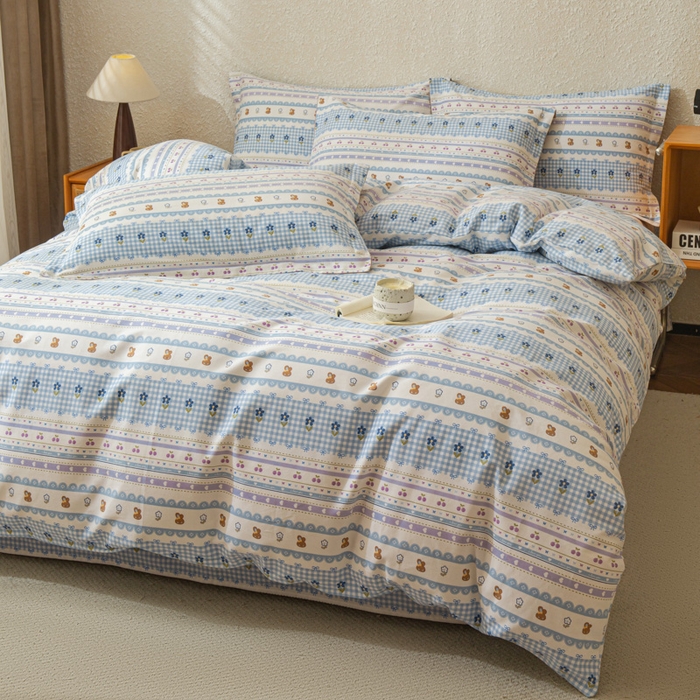 91家纺网 家纺一手货源 找家纺 小叮当家纺仓储工厂店 2025新款（买家秀 不断货）简约时尚全棉纯棉磨毛四件套 萌趣