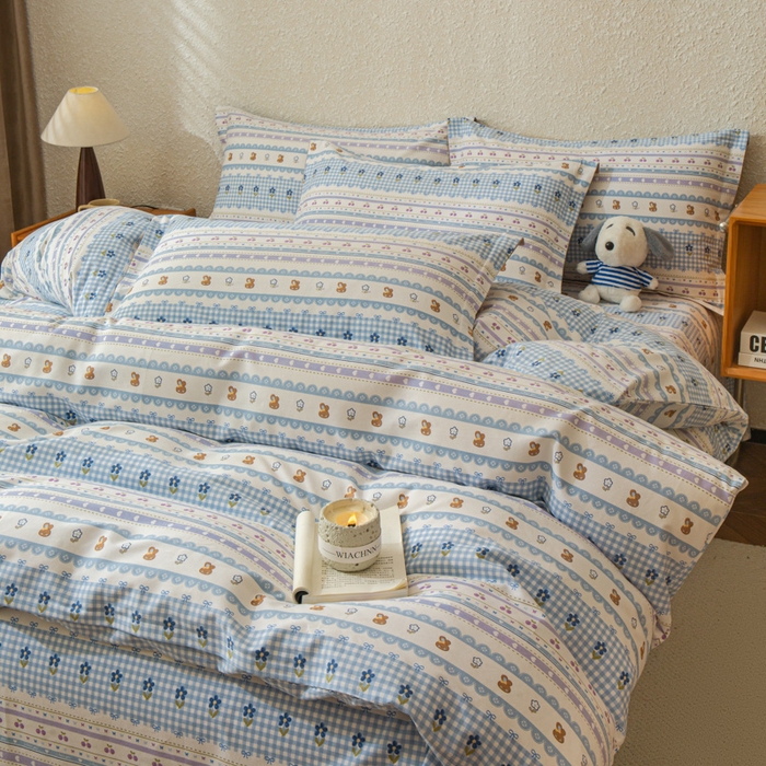 91家纺网 家纺一手货源 找家纺 小叮当家纺仓储工厂店 2025新款（买家秀 不断货）简约时尚全棉纯棉磨毛四件套 萌趣