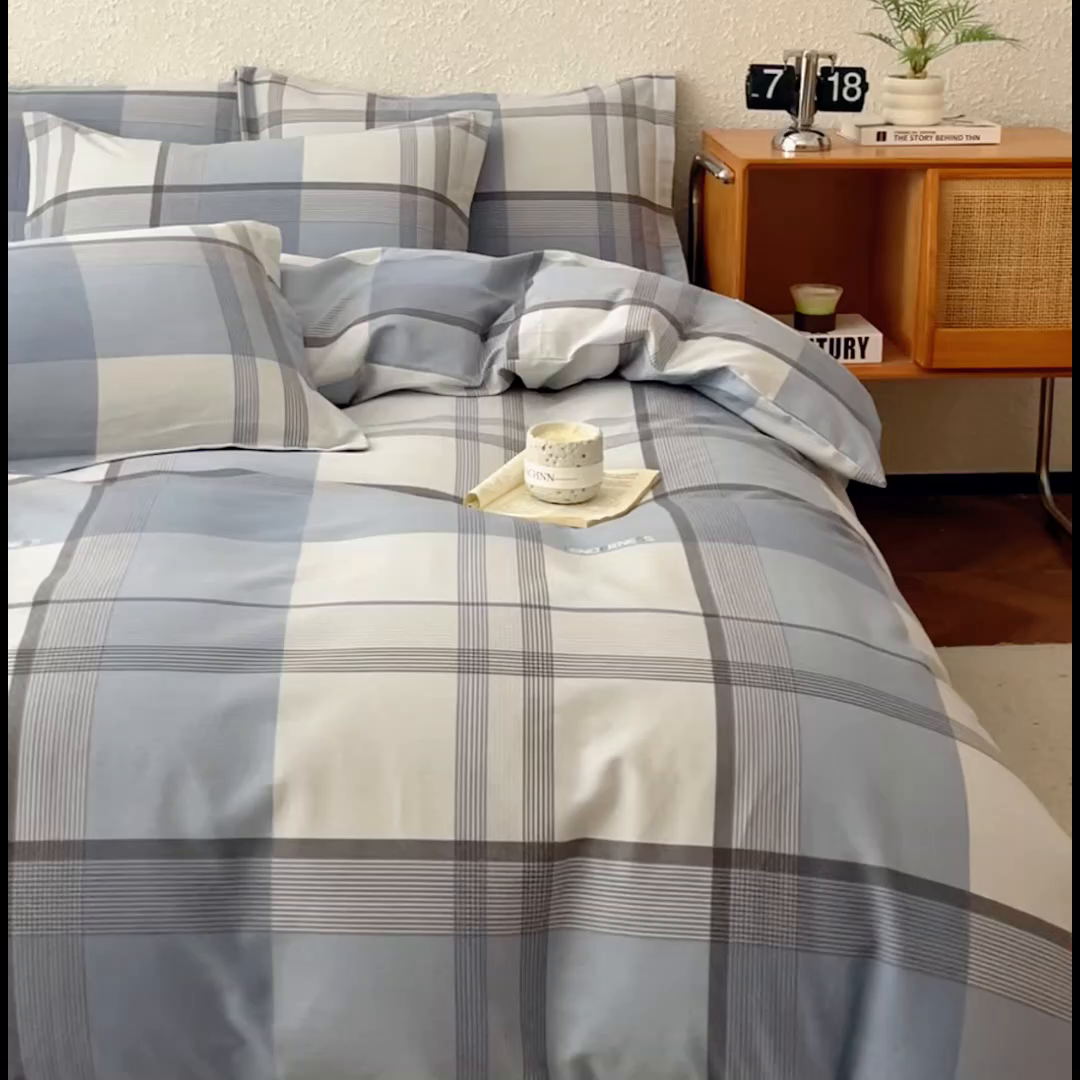 91家纺网 家纺一手货源 找家纺 小叮当家纺仓储工厂店 2025新款（买家秀 不断货）简约时尚全棉纯棉磨毛四件套 萌趣