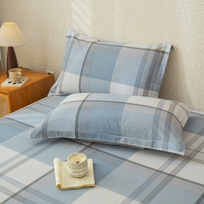 91家纺网 家纺一手货源 找家纺 小叮当家纺仓储工厂店 2025新款（买家秀 不断货）简约时尚全棉纯棉磨毛四件套 梦幻格-蓝