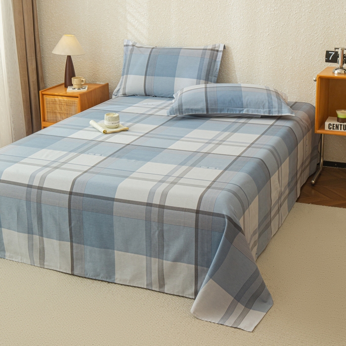 91家纺网 家纺一手货源 找家纺 小叮当家纺仓储工厂店 2025新款（买家秀 不断货）简约时尚全棉纯棉磨毛四件套 梦幻格-蓝