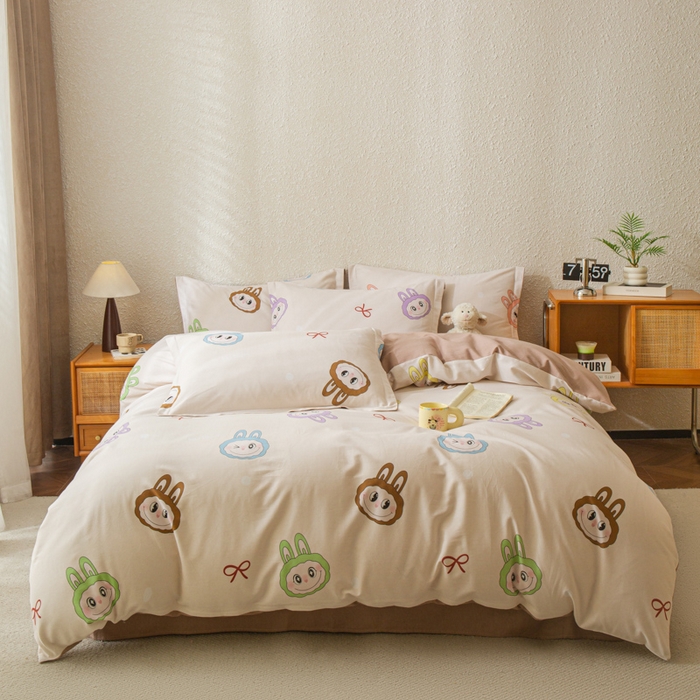 91家纺网 家纺一手货源 找家纺 小叮当家纺仓储工厂店 2025新款（买家秀 不断货）简约时尚全棉纯棉磨毛四件套 童年