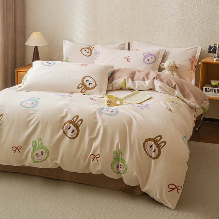 91家纺网 家纺一手货源 找家纺 小叮当家纺仓储工厂店 2025新款（买家秀 不断货）简约时尚全棉纯棉磨毛四件套 童年