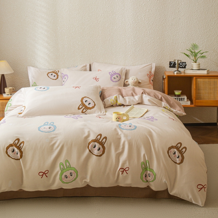 91家纺网 家纺一手货源 找家纺 小叮当家纺仓储工厂店 2025新款（买家秀 不断货）简约时尚全棉纯棉磨毛四件套 童年