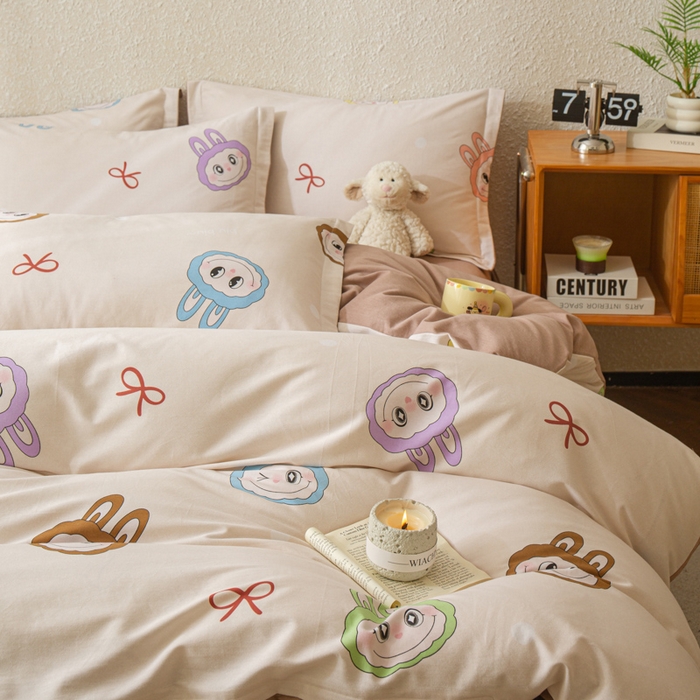 91家纺网 家纺一手货源 找家纺 小叮当家纺仓储工厂店 2025新款（买家秀 不断货）简约时尚全棉纯棉磨毛四件套 童年