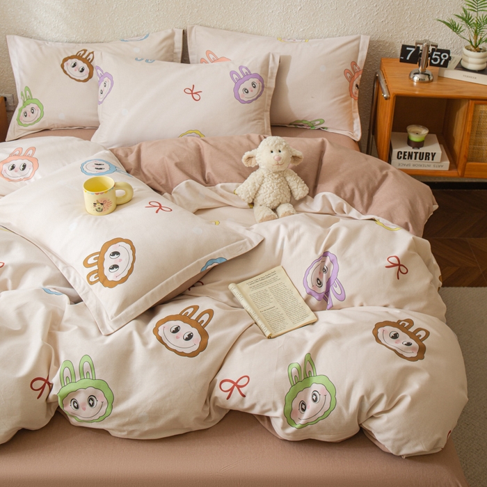 91家纺网 家纺一手货源 找家纺 小叮当家纺仓储工厂店 2025新款（买家秀 不断货）简约时尚全棉纯棉磨毛四件套 童年