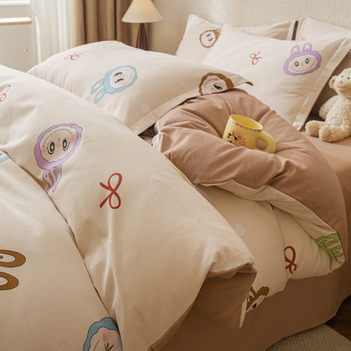 91家纺网 家纺一手货源 找家纺 小叮当家纺仓储工厂店 2025新款（买家秀 不断货）简约时尚全棉纯棉磨毛四件套 童年