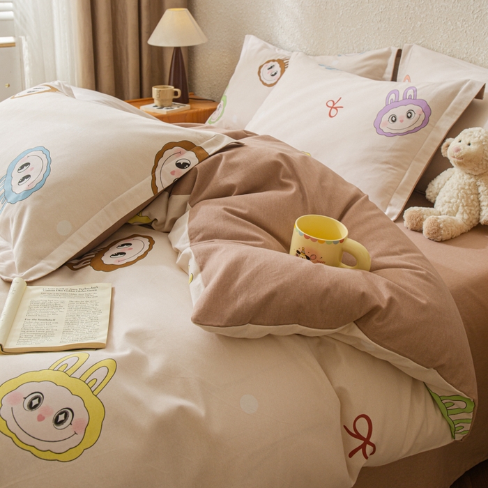 91家纺网 家纺一手货源 找家纺 小叮当家纺仓储工厂店 2025新款（买家秀 不断货）简约时尚全棉纯棉磨毛四件套 童年