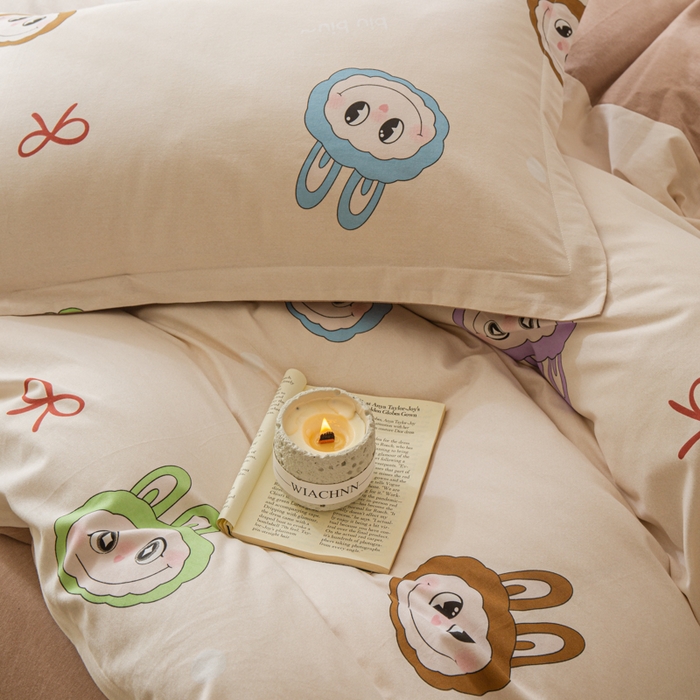 91家纺网 家纺一手货源 找家纺 小叮当家纺仓储工厂店 2025新款（买家秀 不断货）简约时尚全棉纯棉磨毛四件套 童年