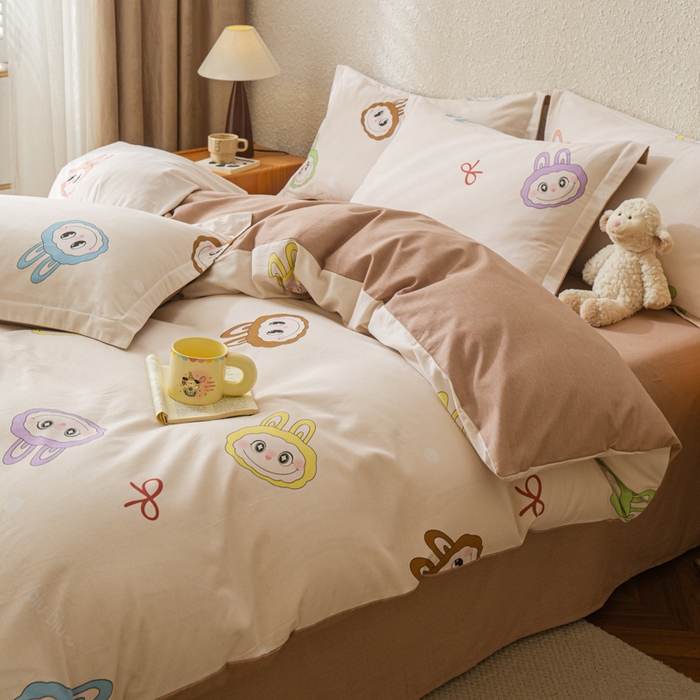 91家纺网 家纺一手货源 找家纺 小叮当家纺仓储工厂店 2025新款（买家秀 不断货）简约时尚全棉纯棉磨毛四件套 童年