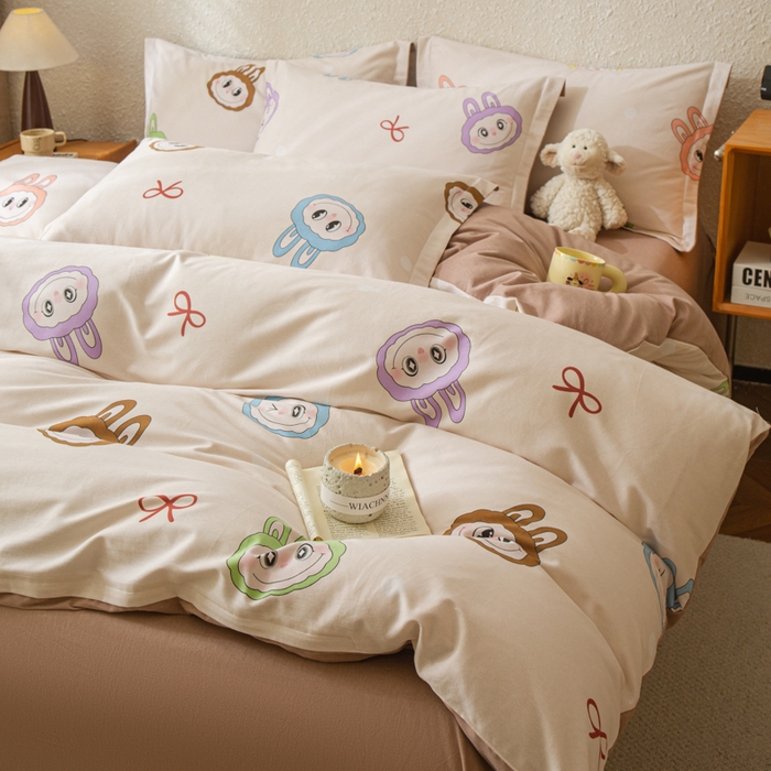 91家纺网 家纺一手货源 找家纺 小叮当家纺仓储工厂店 2025新款（买家秀 不断货）简约时尚全棉纯棉磨毛四件套 童年