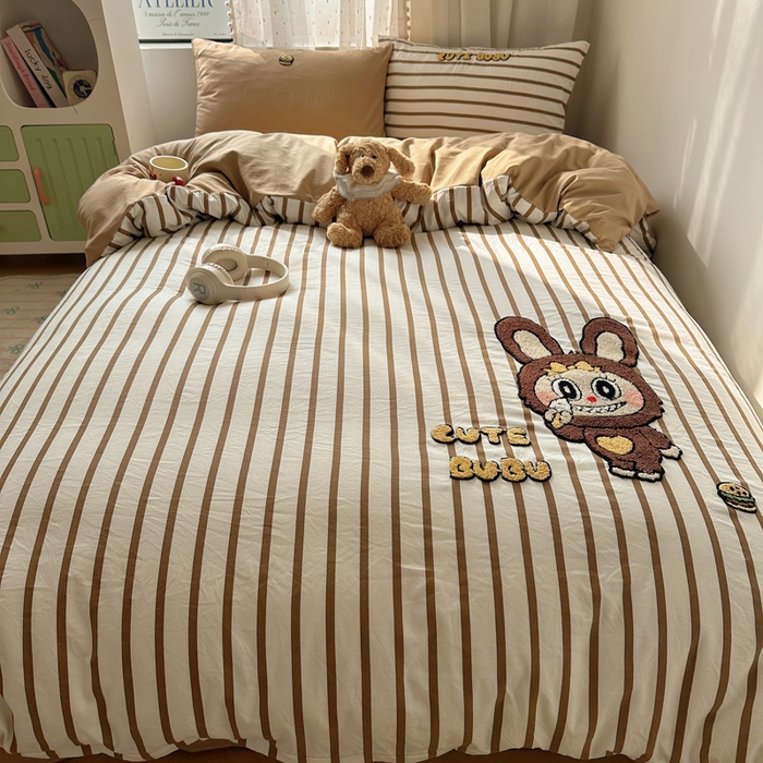 91家纺网 家纺一手货源 找家纺 （总）澜妃 2025新款萌萌哒卡通毛巾绣四件套系列一