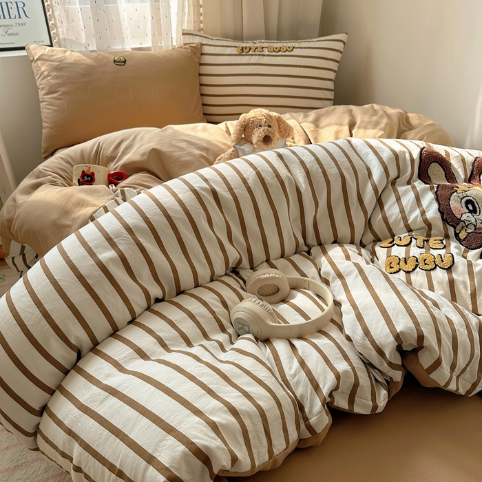 91家纺网 家纺一手货源 找家纺 （总）澜妃 2025新款萌萌哒卡通毛巾绣四件套系列一