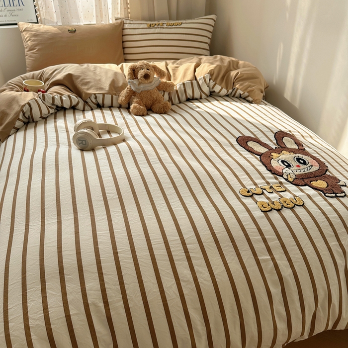 91家纺网 家纺一手货源 找家纺 （总）澜妃 2025新款萌萌哒卡通毛巾绣四件套系列一