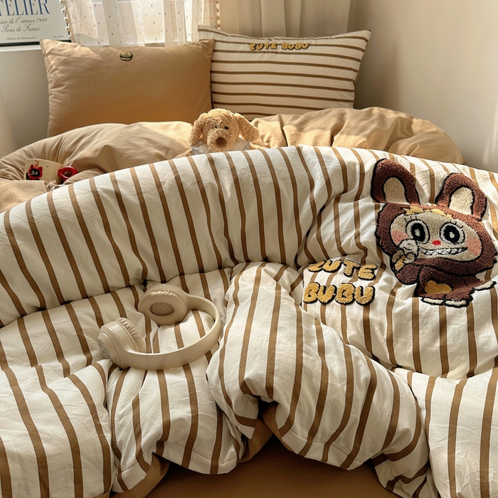 91家纺网 家纺一手货源 找家纺 （总）澜妃 2025新款萌萌哒卡通毛巾绣四件套系列一