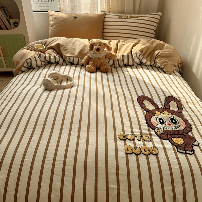 91家纺网 家纺一手货源 找家纺 （总）澜妃 2025新款萌萌哒卡通毛巾绣四件套系列一